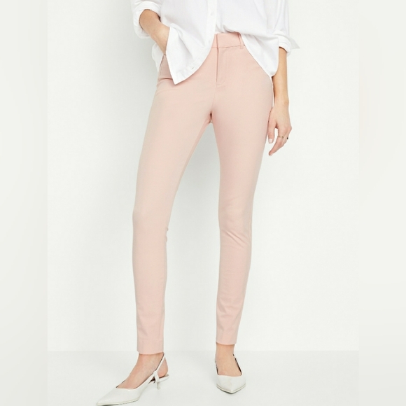 Old Navy Pink Bamboo High-Waisted Pixie Skinny Twill Pants - Picture 1 of 6